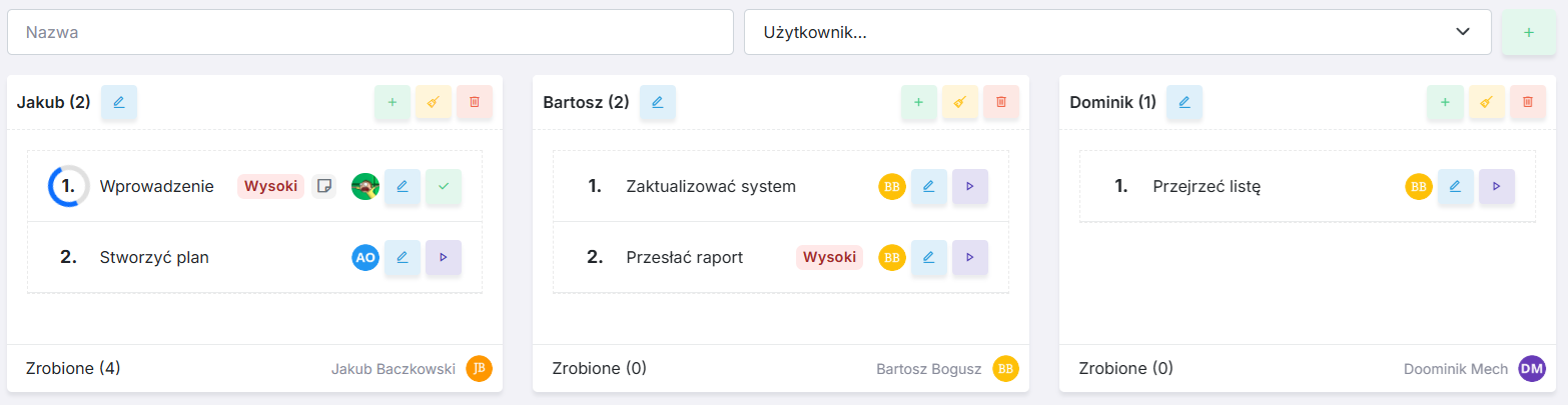 Kanban zadań w Basic CRM